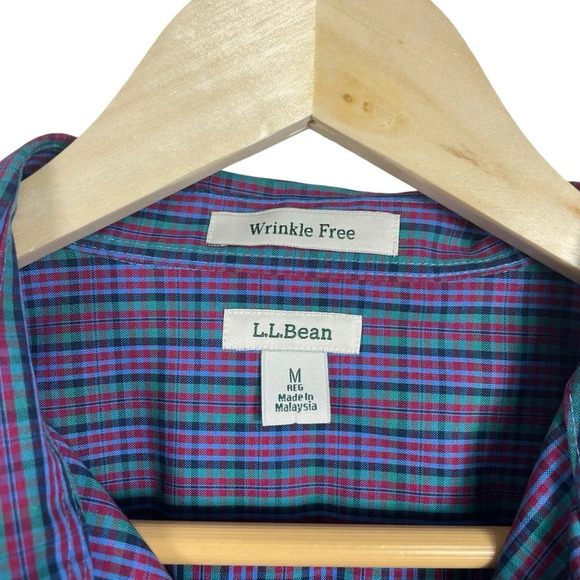 L.L. Bean Women’s Wrinkle Free Plaid Button Down in Red/Purple Multi Size M - Picture 7 of 8